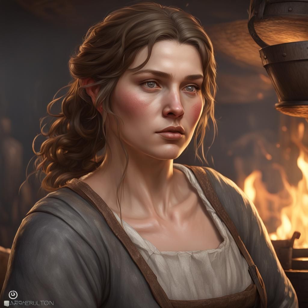 Medieval Peasant Cook Portrait in Digital Art Style