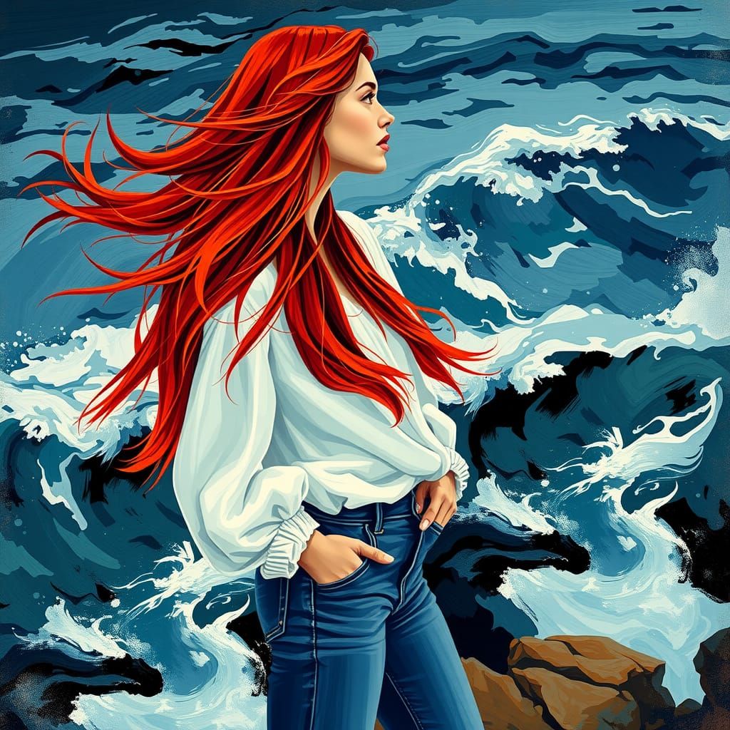 in style of fauvism oil painting  
 Full-body portrait of a ...