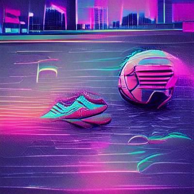 Synthwave Neon Soccer Ball Retro Art