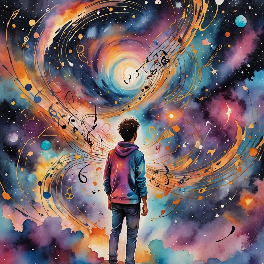 Cosmic Splash Art: Musical Galaxy Dreamscape