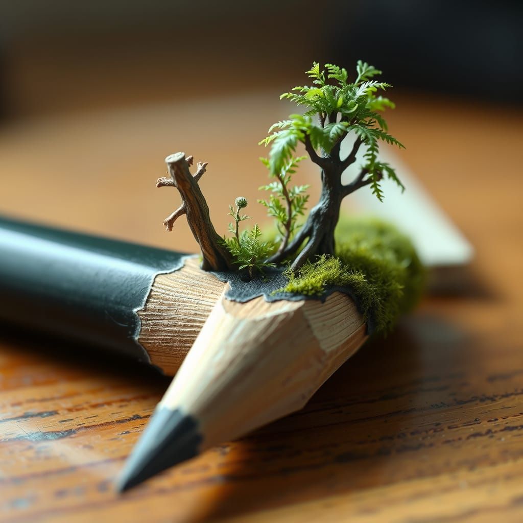 Pencil Transforms into Miniature Forest Scene