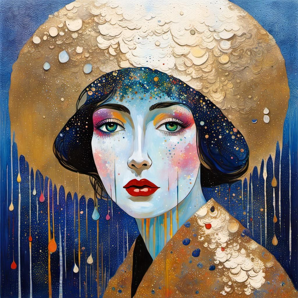 Girl Washed in Golden Light: Impasto Watercolor Portrait