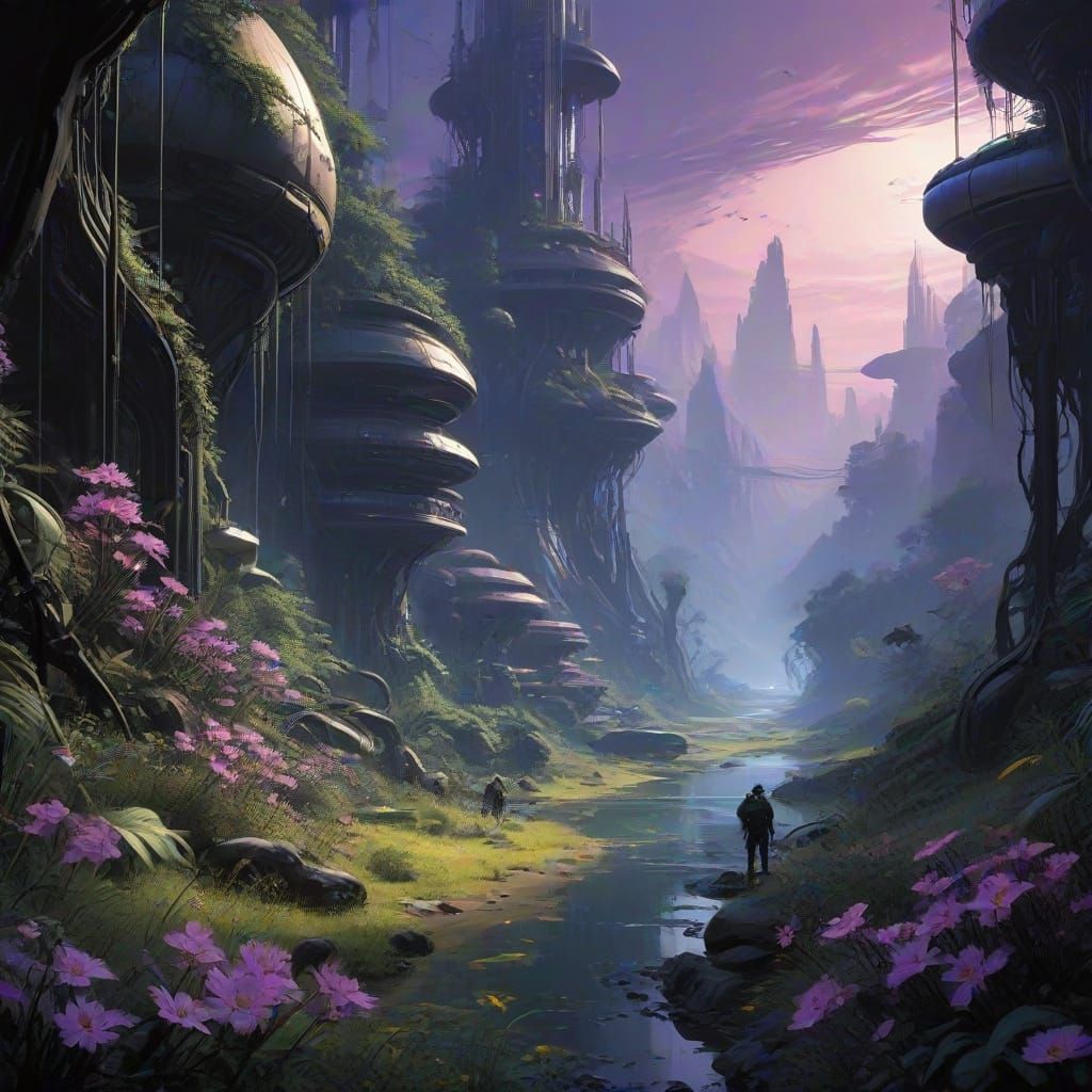 Cyberpunk Hive in Vibrant Oil Painting