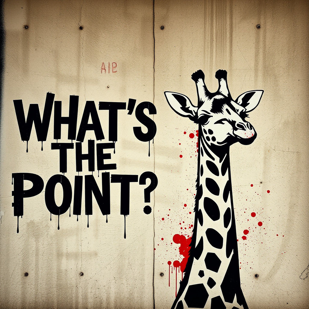 Gritty Street Art: Giraffe Asks, "WHAT'S THE POINT?"