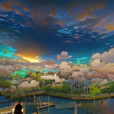 Neon Sunset Cityscape in Anime Style