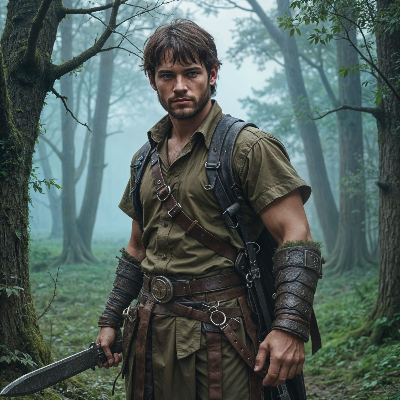 Halfling Barbarian Portrait in Forest