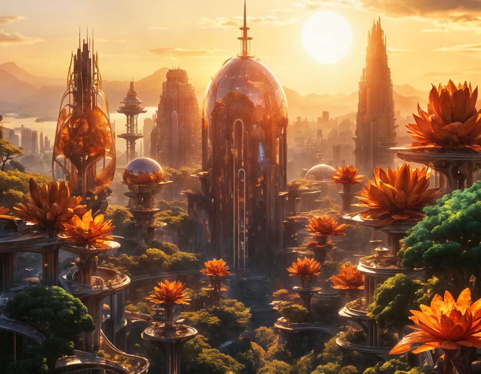 Vibrant Nature-Inspired Solarpunk Utopia in Hyper Realistic...