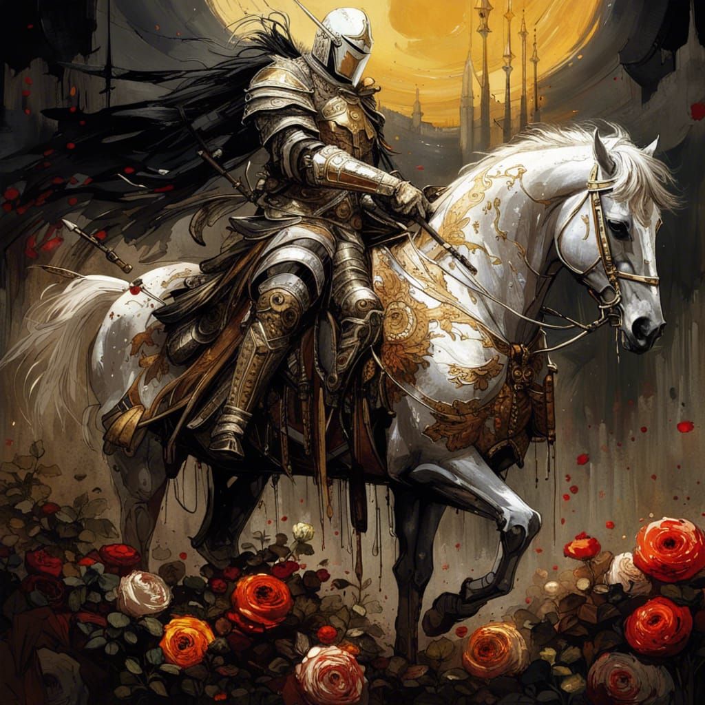 Glorious Knight Rides Into Battle in Sunlight