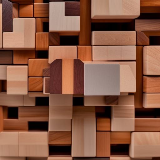 Wooden Block Fortress in Golden Light