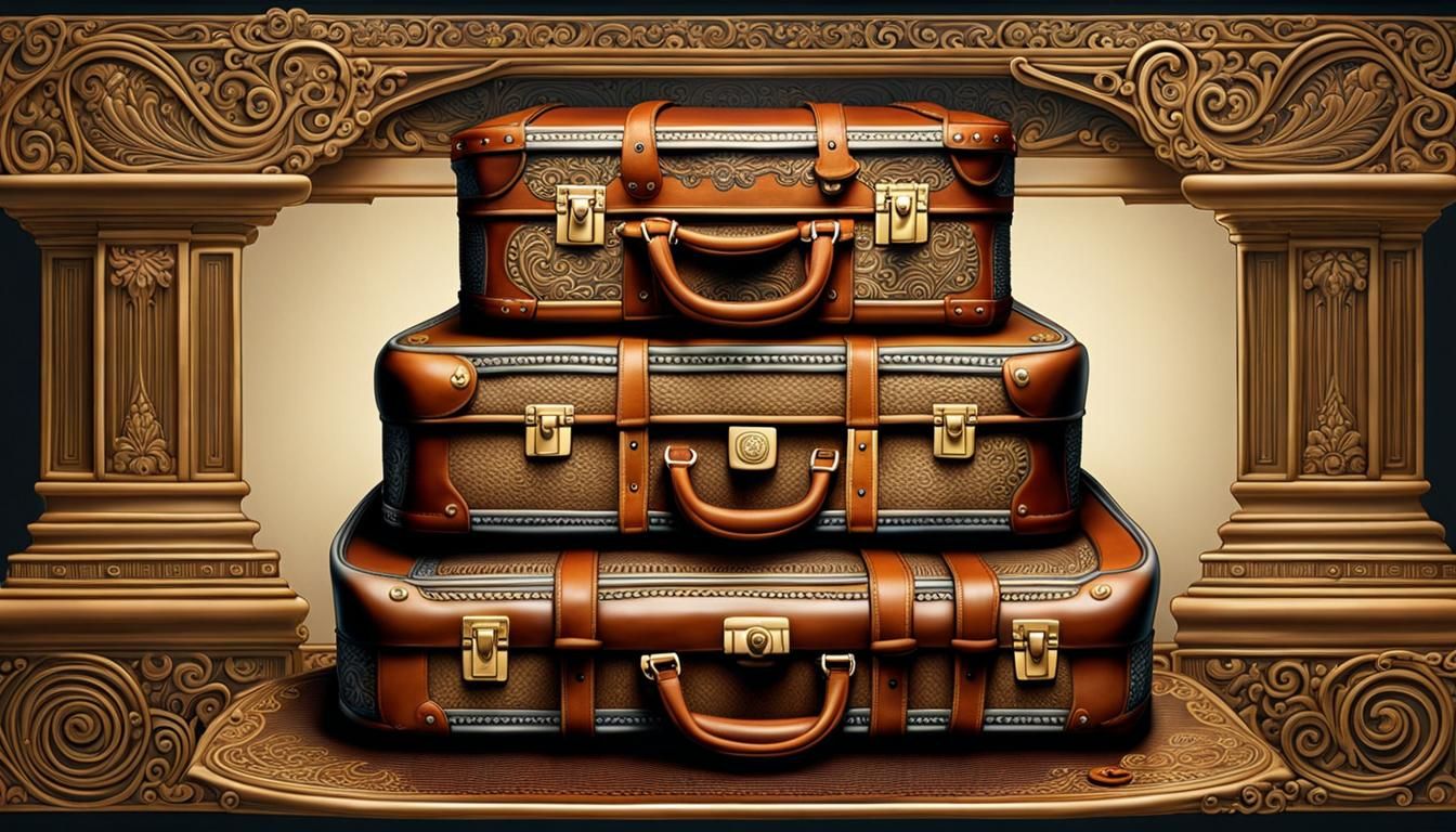 Hyperrealistic Luggage Cake: Klimt & Sage Inspiration