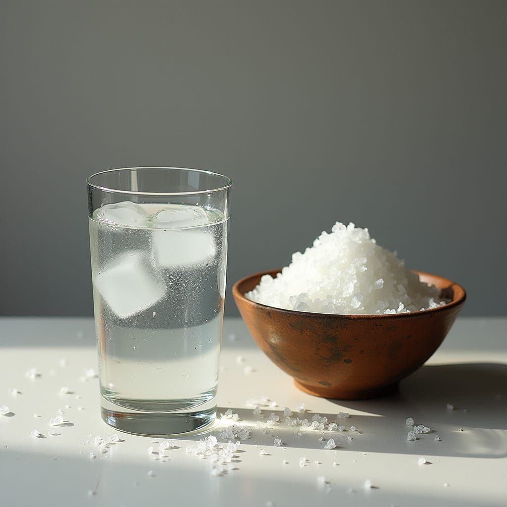 Glass of Water & Rock Salt Still Life