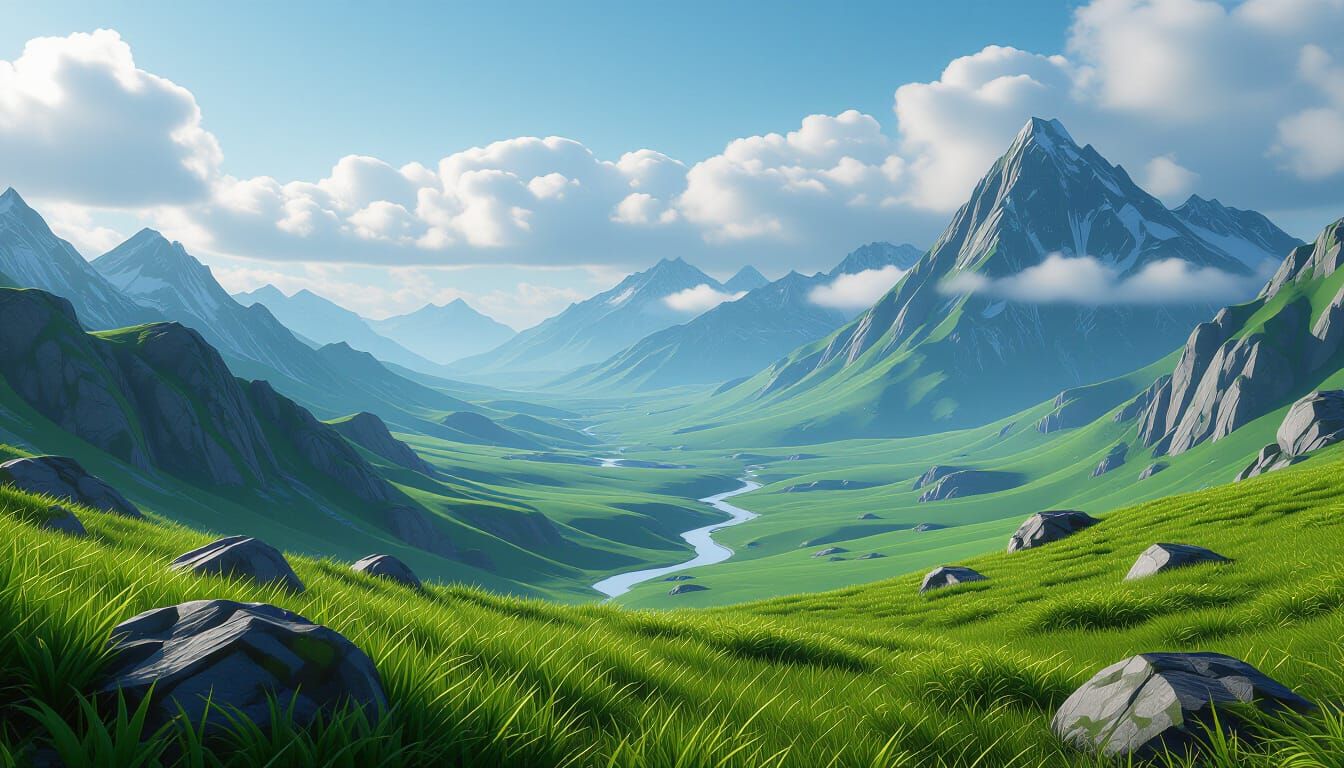 Epic Landscape Scene in 3D Game Cinematic Style