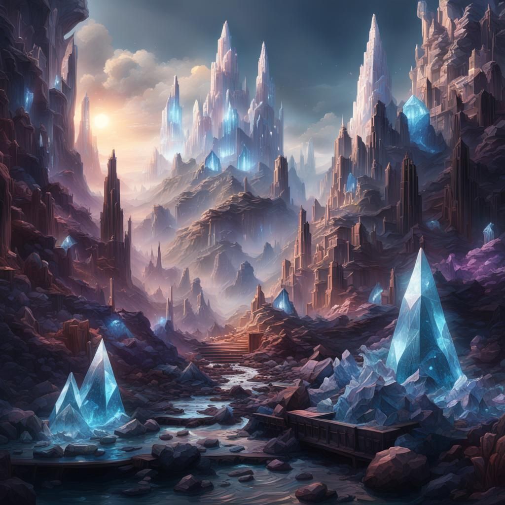 Epic Crystalline Landscape: Digital Matte Painting