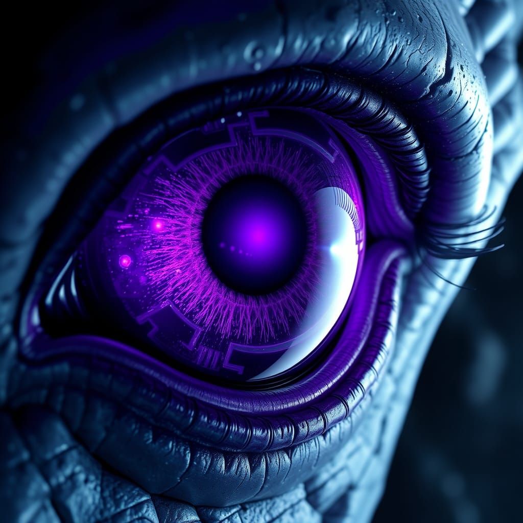 Alien Eye Reflecting Distant Planet in Hyper-Realism