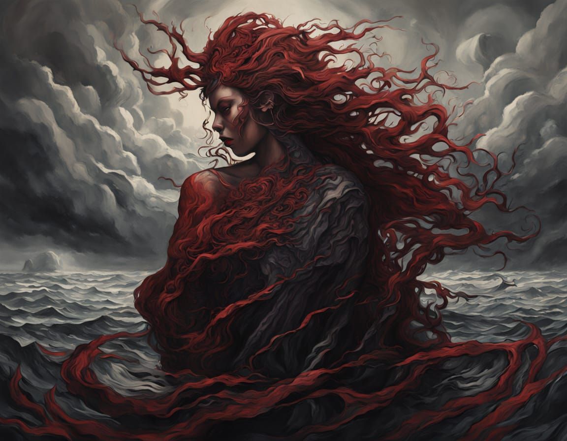 Demonic Venus Emerges from Cubist Shell in Dark Fantasy Art