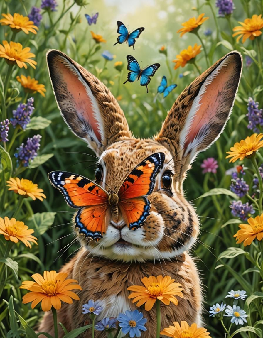 Butterfly and Rabbit: A Colorful Encounter