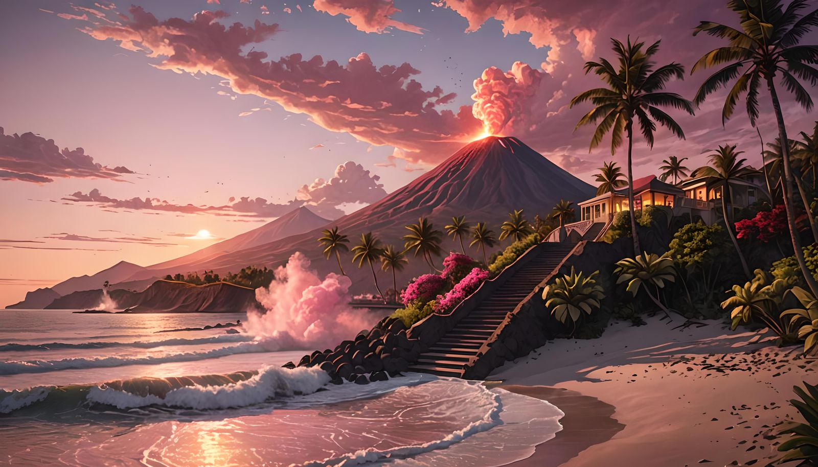 volcano sunset
