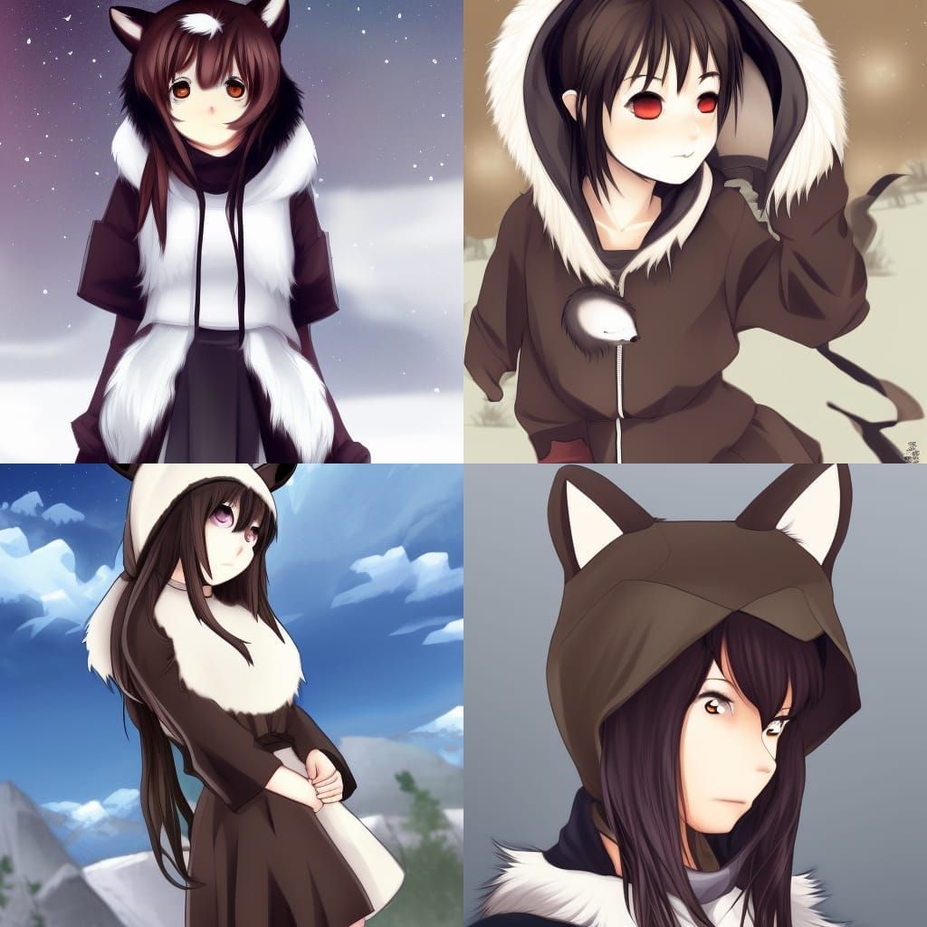 Anime Girl with Arctic Fox Hood