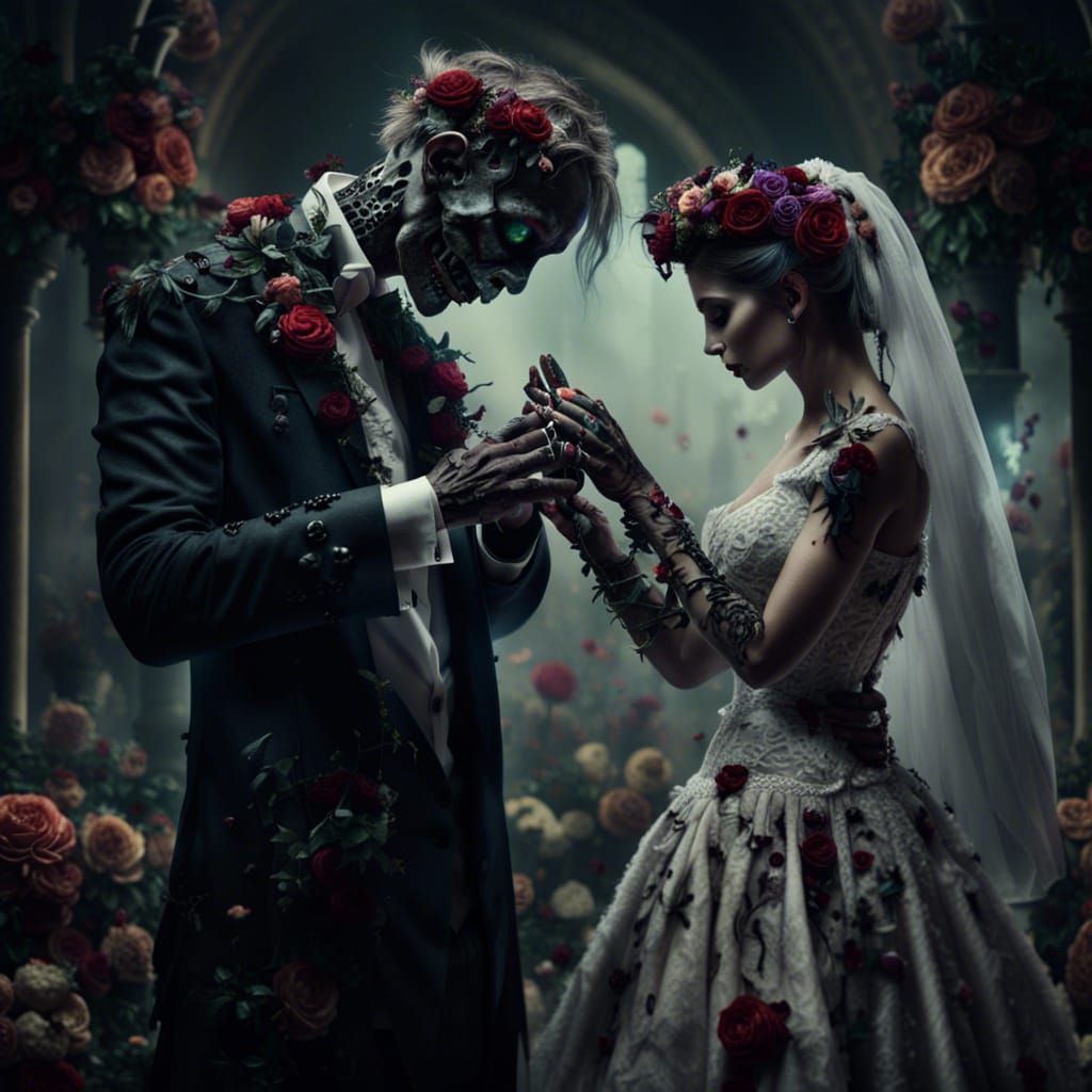 Zombie Wedding: Ring Exchange in Digital Painting