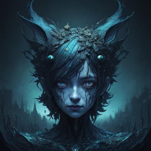 Adorable Blackberry Character in Dark Acid Rain