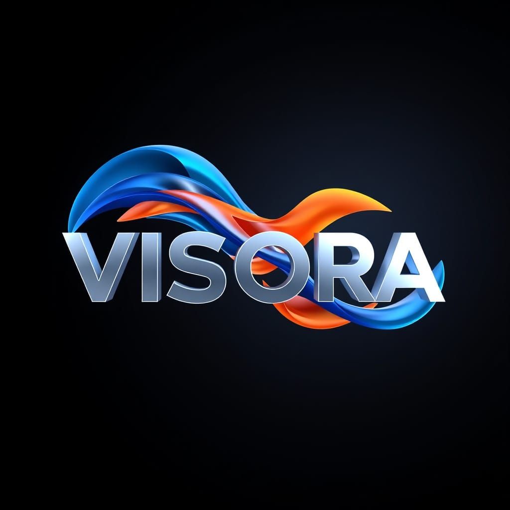VISORA Digital Media 3D Logo with Abstract Waves