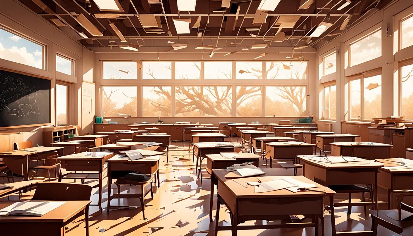 High-School Classroom Amidst a Windstorm