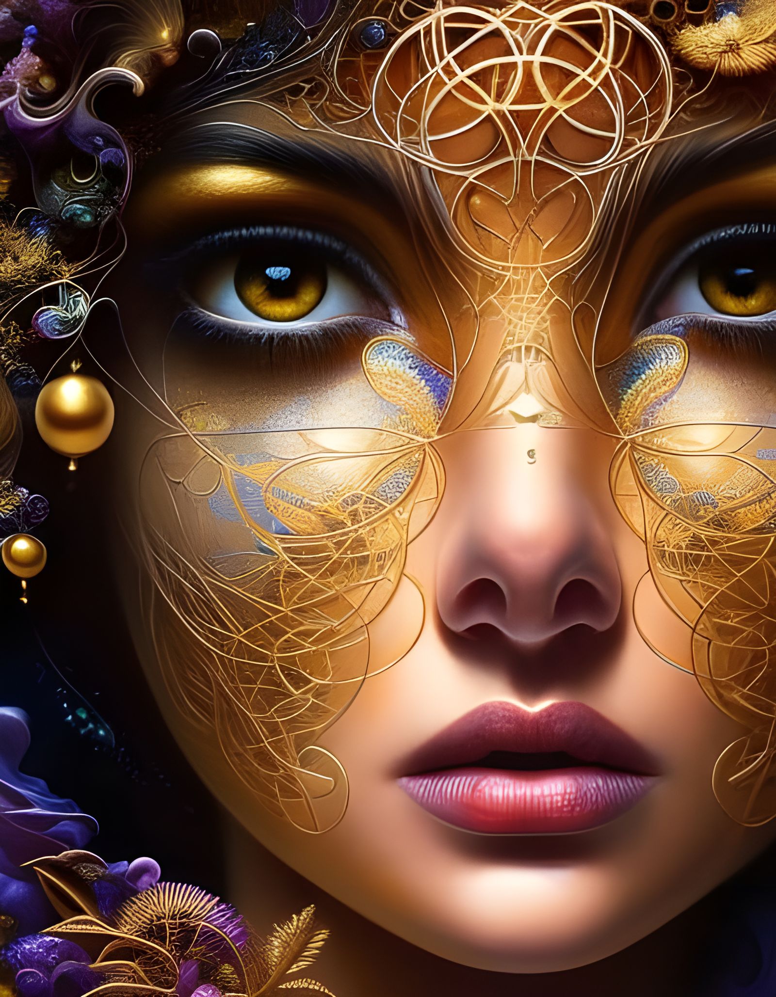 Fractal Woman Portrait in Fantasycore Style