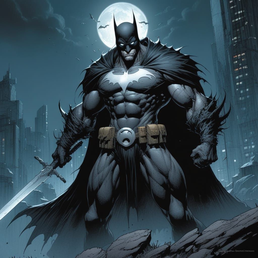 Grimdark Superhero in Comic Book Style