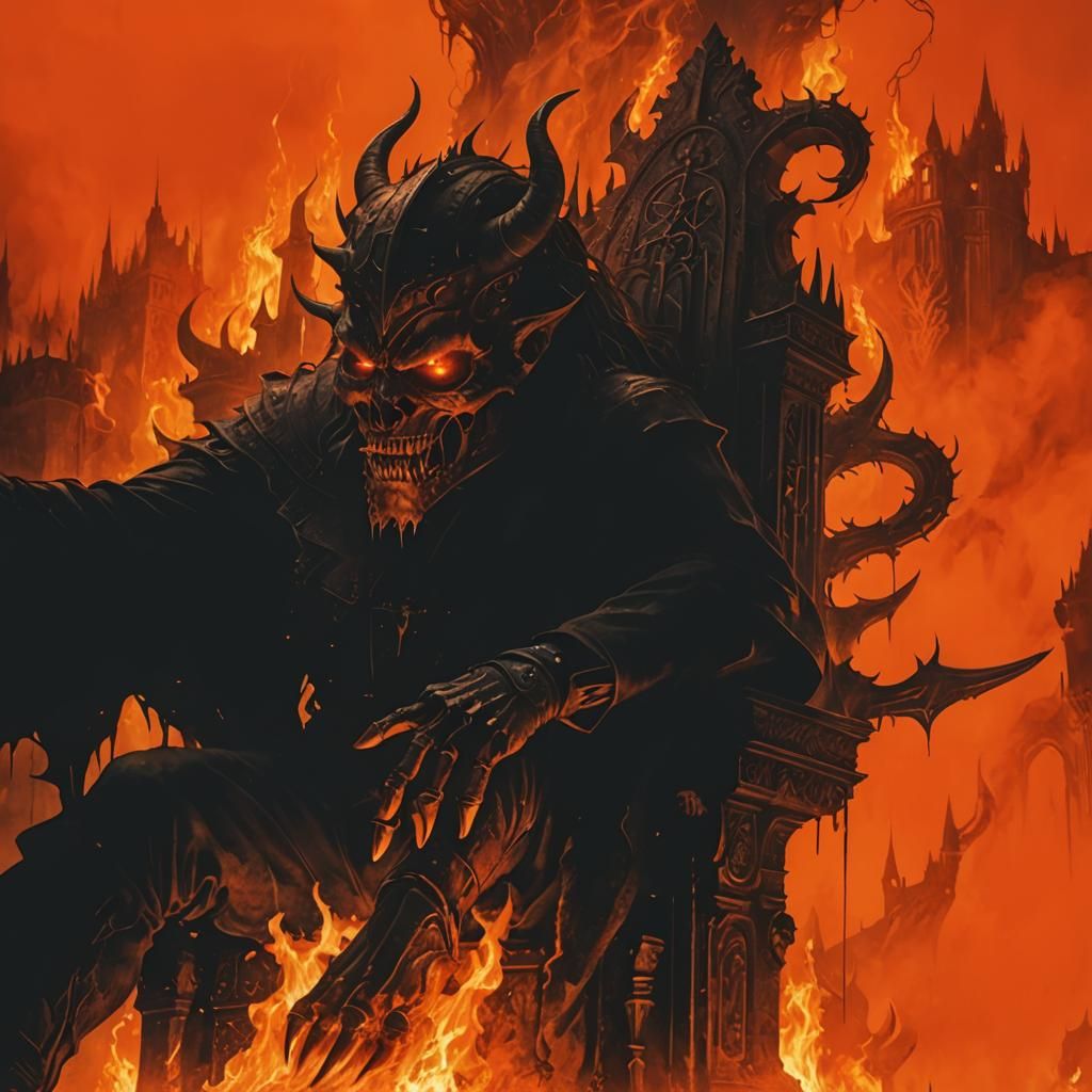 Devil on Throne in Dark Fantasy Illustration