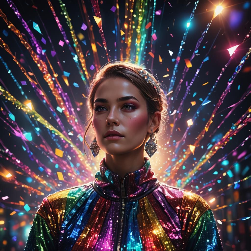 Rainbow Woman Spreads Hope in Digital Art