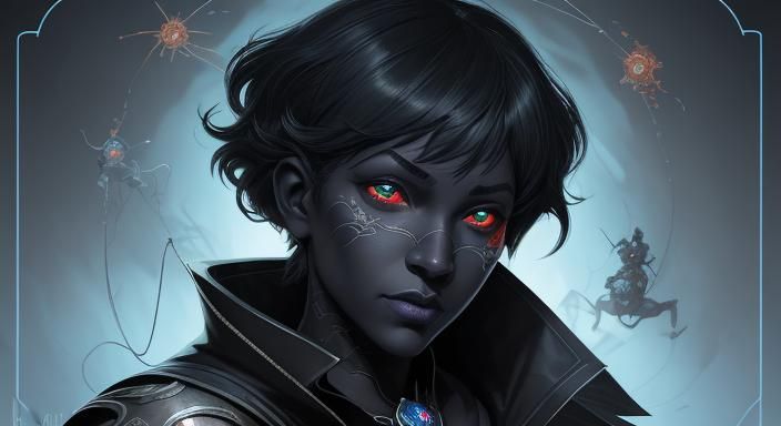 Betty Boop :drow nun, black skin, matching jewelry set, spid...