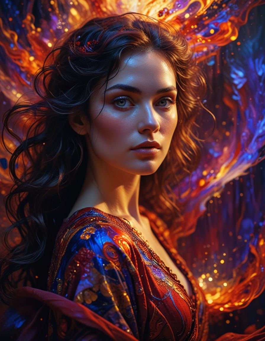 Surreal Woman's Portrait in Oil Painting Style