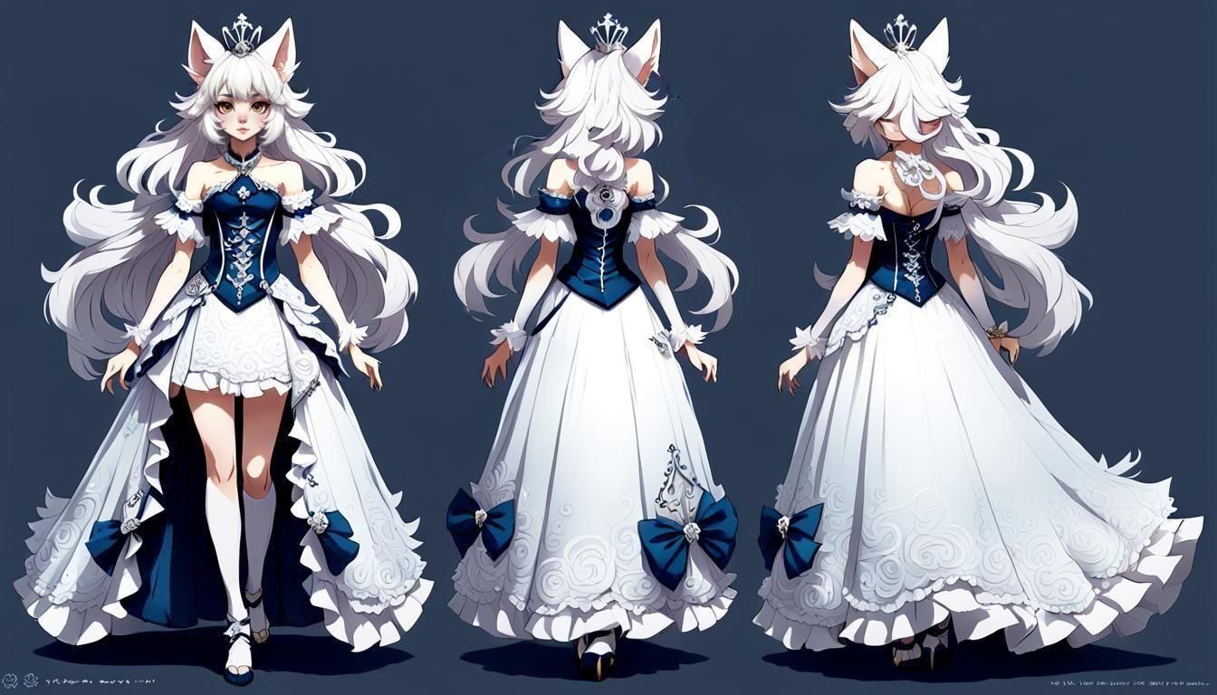 Anthro Wolf Girl Princess in Elegant Fantasy Attire