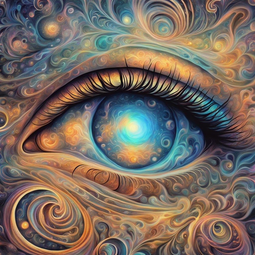 Surreal Cosmic Lover's Eyes: Astral Illustration