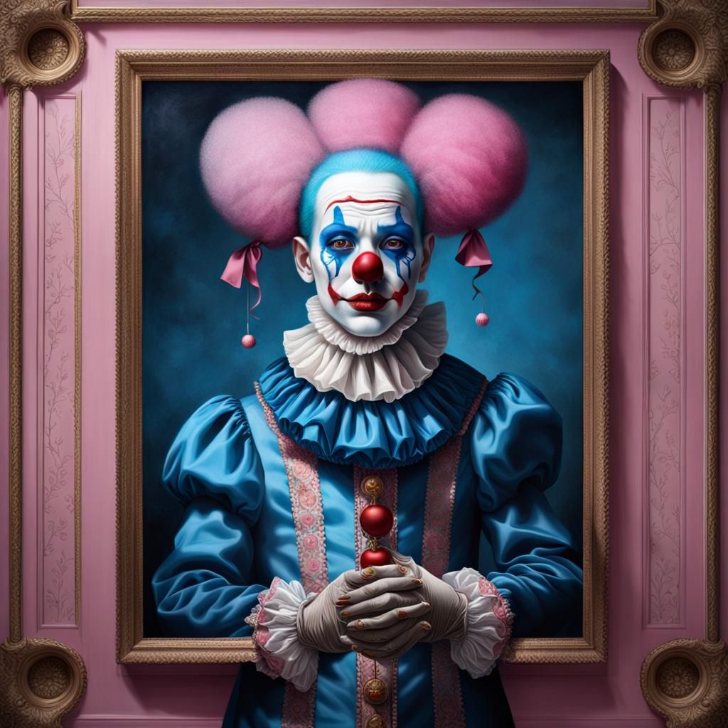 Atmospheric Clown Portrait in Hyperrealistic Style