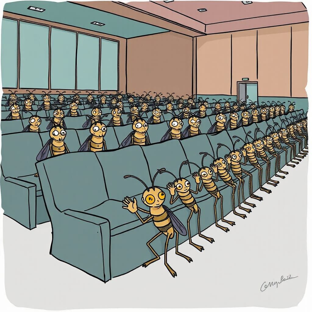 Whimsical Gnat Audience Cheers in a Grand Auditorium