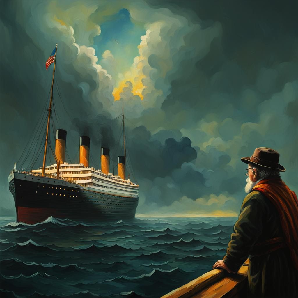 Traveler Watches Titanic Sail Away: Rembrandt-Style