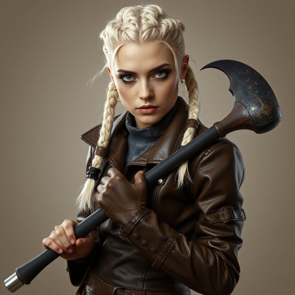 Steampunk Woman with Shillelagh in Dark Fantasy Style