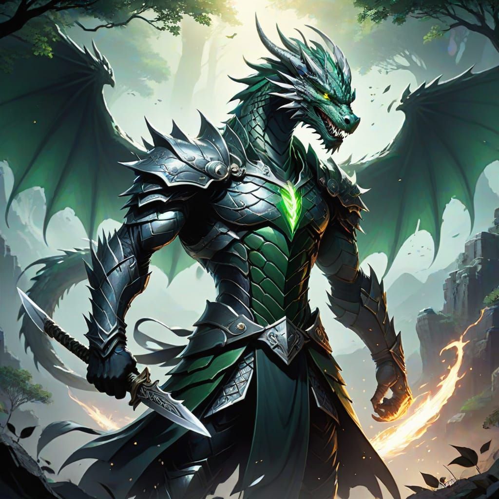 Silver Dragon Born Druid in Anime-Inspired Fantasy Suit