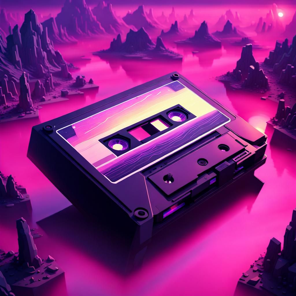 Cassette Futurism Landscape with Volumetric Lighting