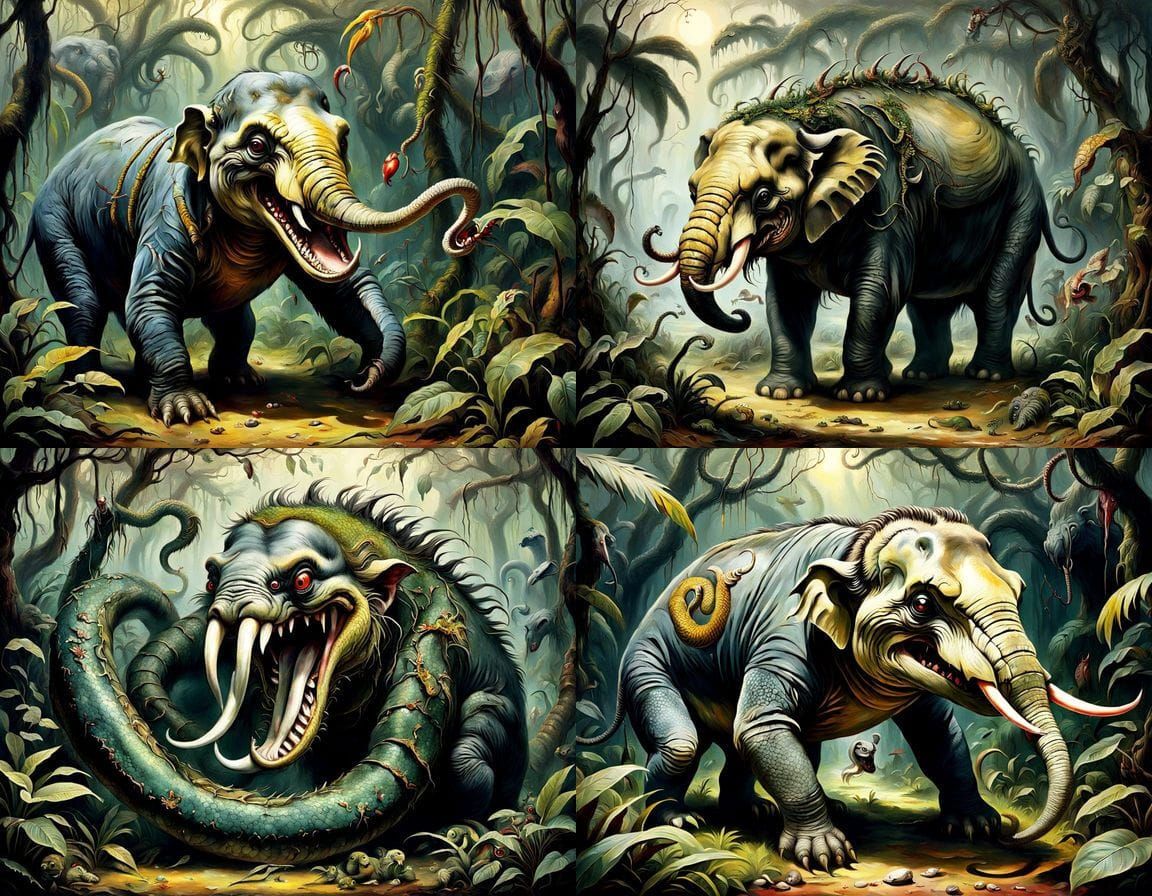 Horrific Jungle Hybrid in Romantic Style