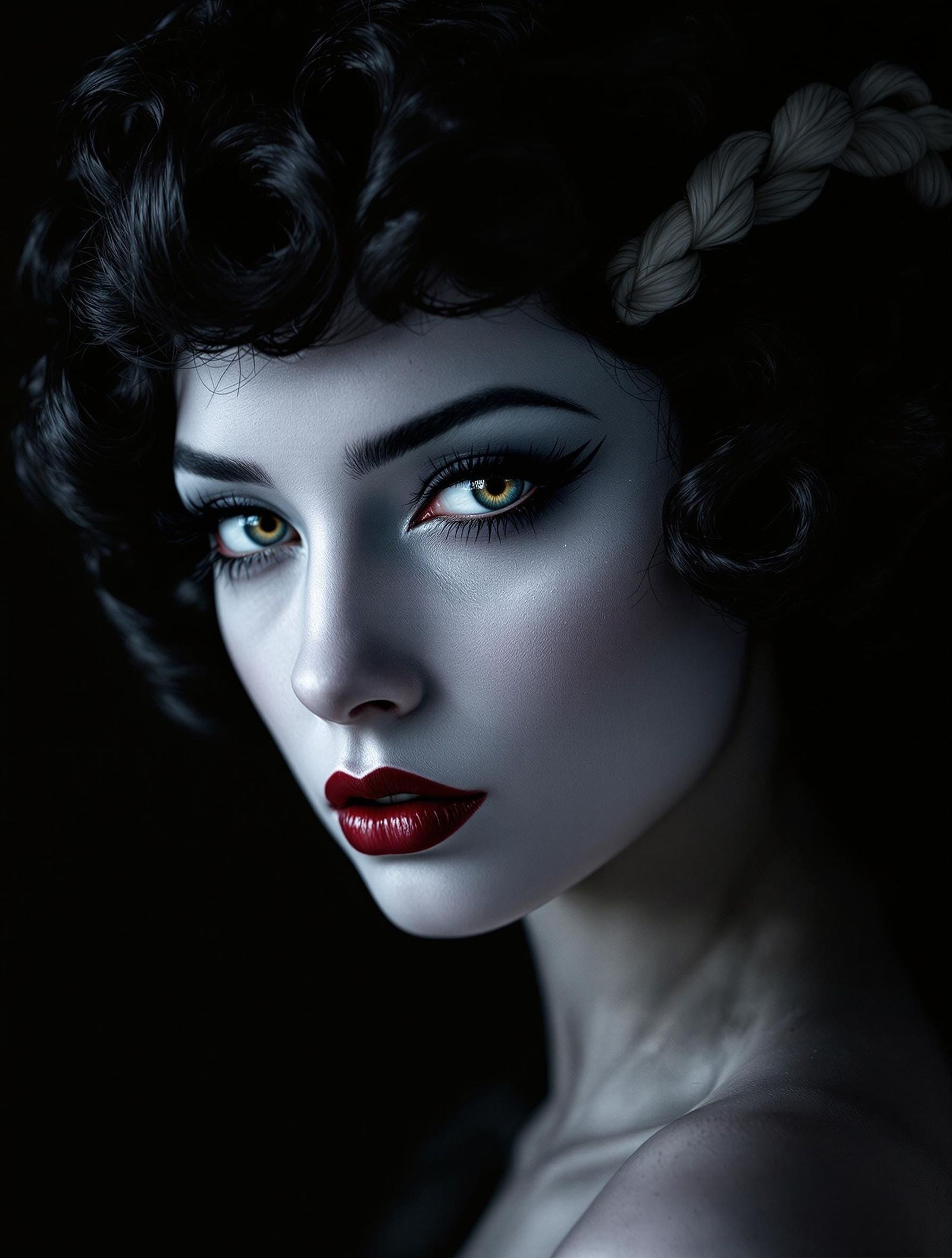 Gothic Flapper Beauty in Dramatic Light
