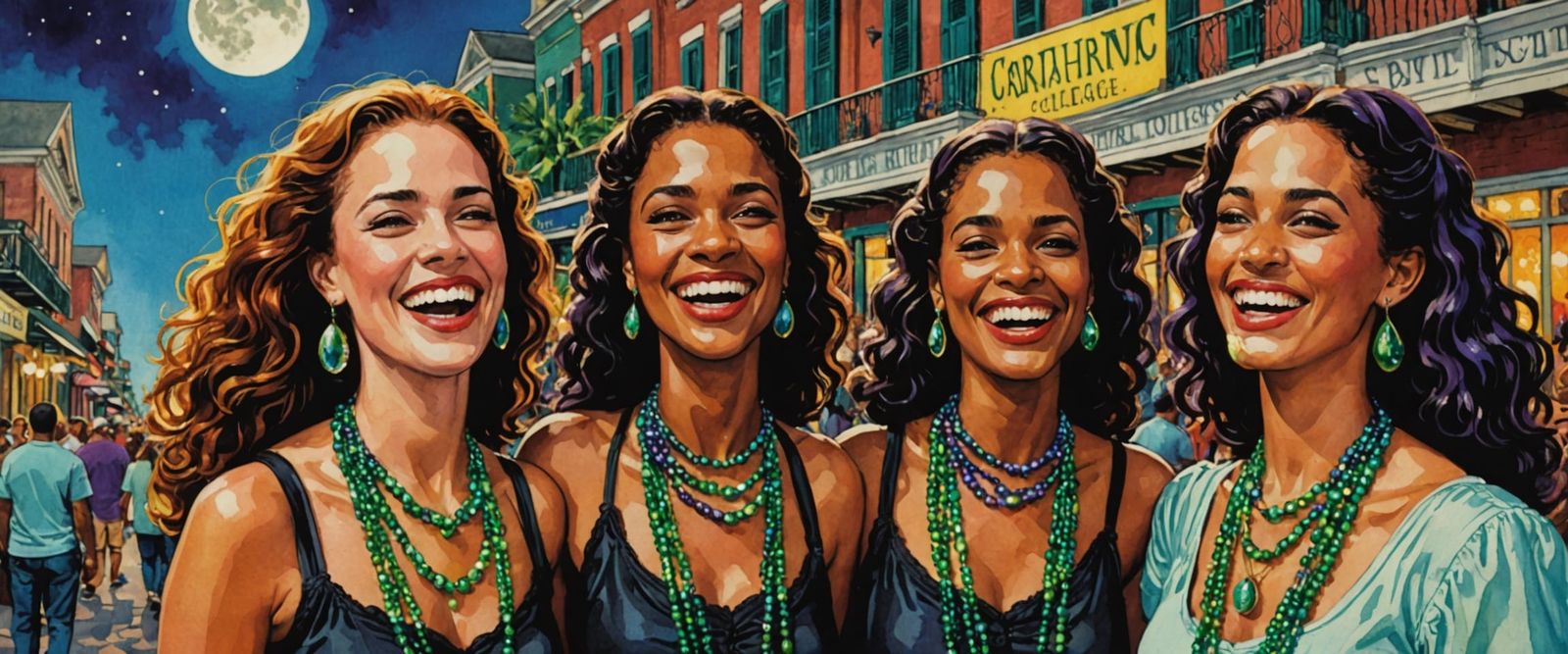 Gothic College Girls Celebrate Mardi Gras in New Orleans