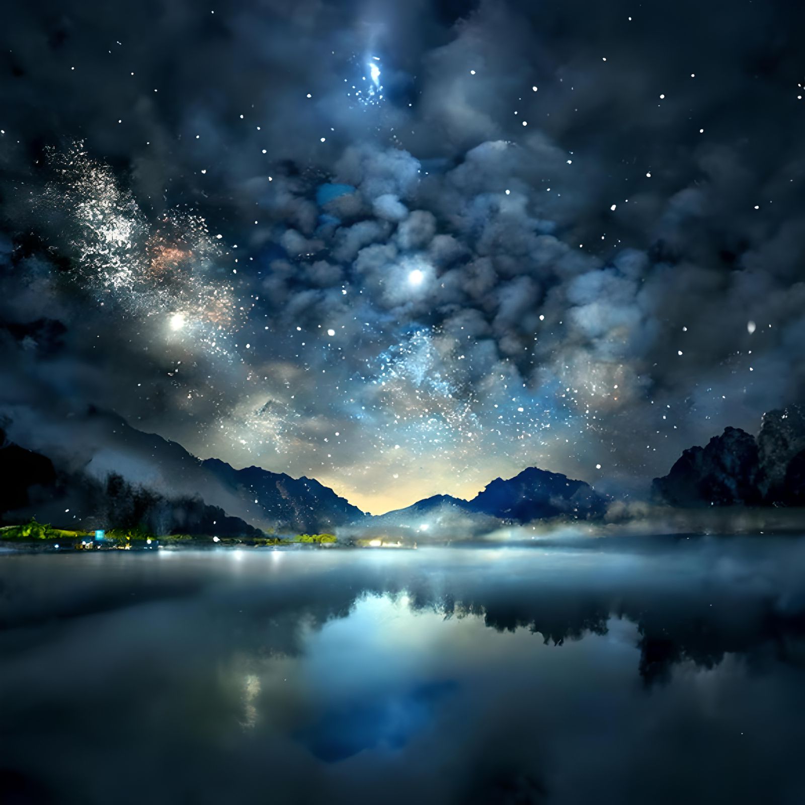 Hyperrealistic Milky Way Reflection Over Still Lake