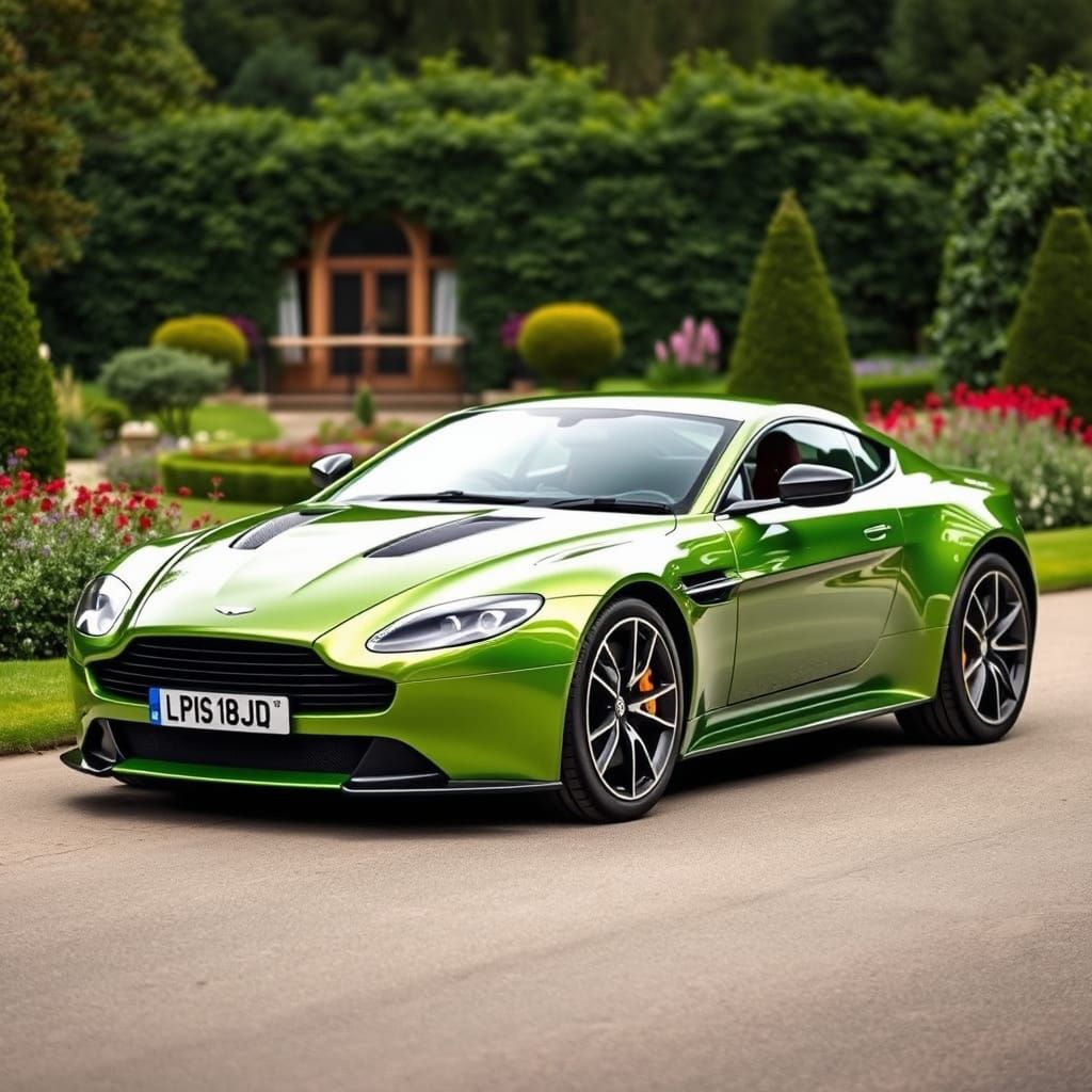 Aston Martin in Serene English Garden Setting