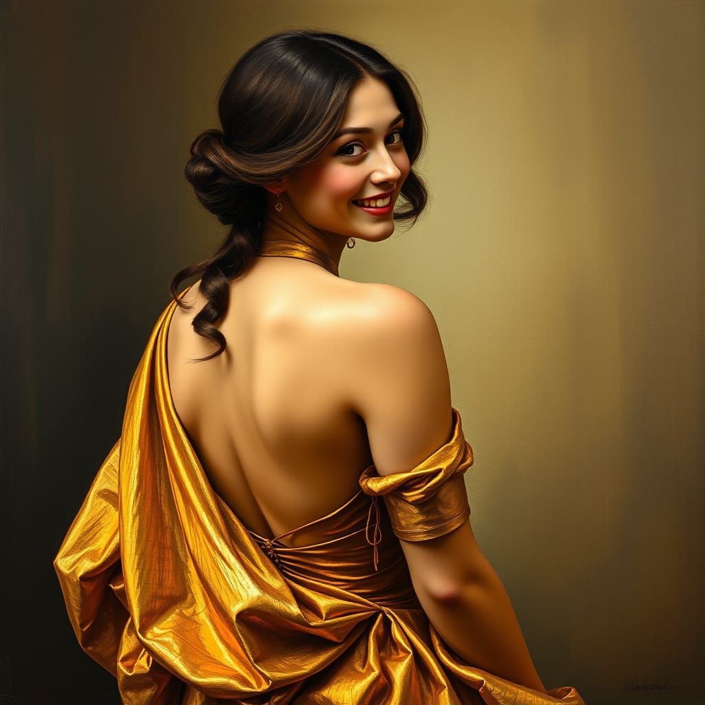 Golden Goddess in Classical Style