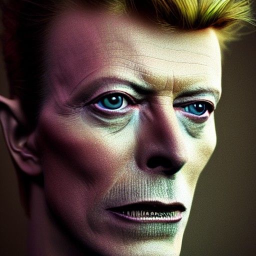 David Bowie Portrait with Heterochromatic Eyes