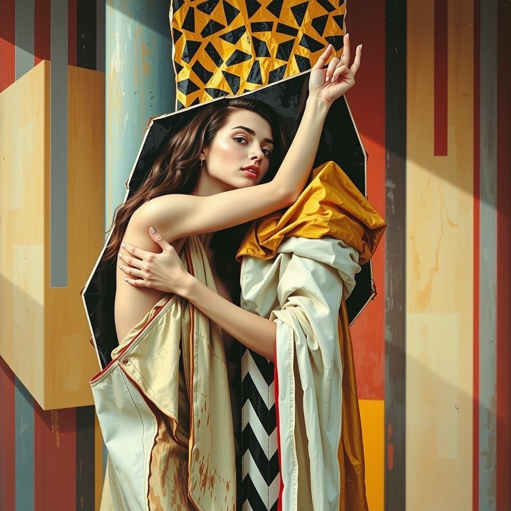 Vibrant Geometric Abstraction in Op Art Style