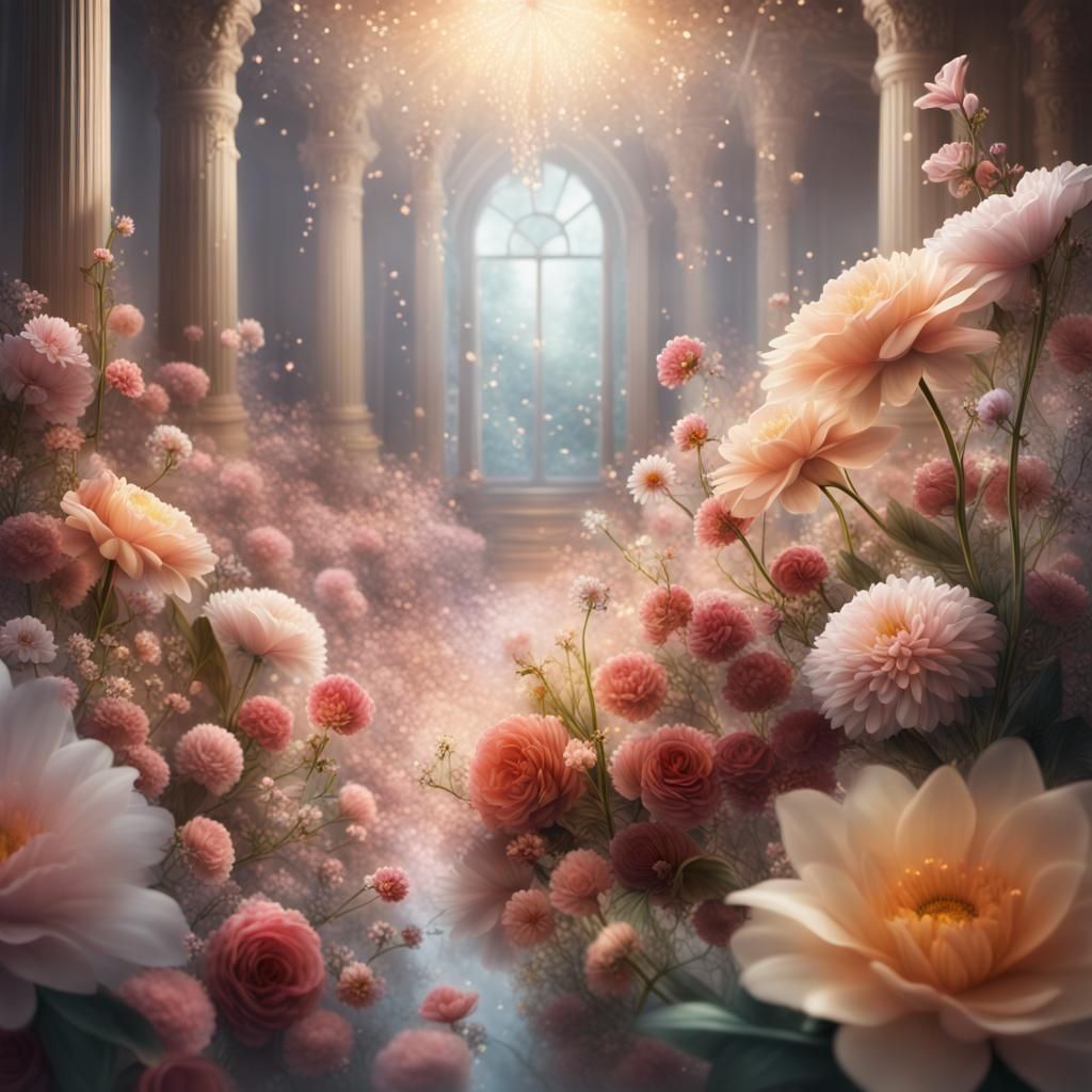 Sparkling Flowers in Soft Light: Digital Matte Painting
