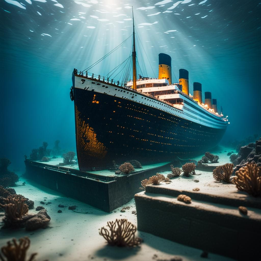 Sunken Titanic Wreck in Professional Photography Style